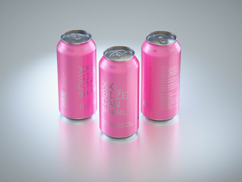 Ball/Rexam Metal XXL Size Can 900ml Premium packaging 3D model pack