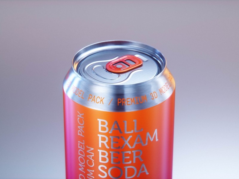 Metal Beer/Soda can 330ml with water droplets and condensation professional 3D model pack