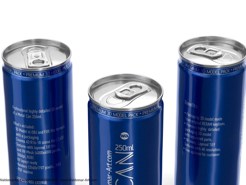 BALL (REXAM) Metal Slim Can 250ml packaging 3D model