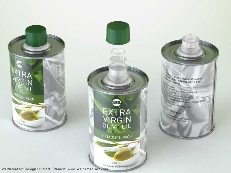Olive oil metal bottle 250ml packaging 3d model