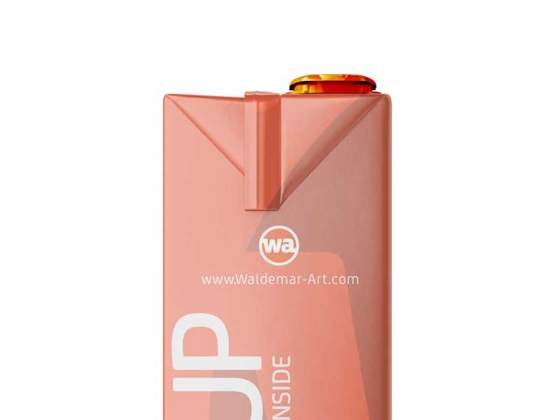 Tetra Pack Brick Mockup Aseptic 1000ml Slim with ReCap3 - Side view