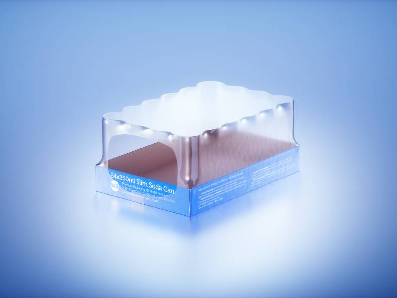 Multi-pack of 24x250ml Slim Beer/Soda Cans packed in cardboard and wrapped in shrink film premium packaging 3d model