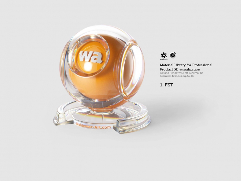 Octane 4+ for Cinema 4D (Compatible with version 2024) Materials Pack 1 - Hard Surfaces [27 items] (Glass, Plastic, Metal, Paper, Cork, PET etc)