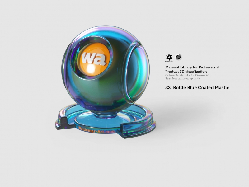 Octane 4+ for Cinema 4D (Compatible with version 2024) Materials Pack 1 - Hard Surfaces [27 items] (Glass, Plastic, Metal, Paper, Cork, PET etc)