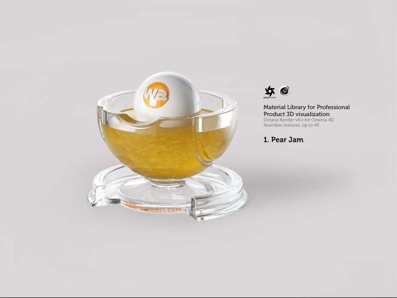 Octane 4+  for Cinema 4D (compatible with version 2024) Materials Pack 2 - Liquids and Food [27 items] (Jam, Butter, Milk, Yoghurt, Pesto, Honey, Beer, Wine etc)