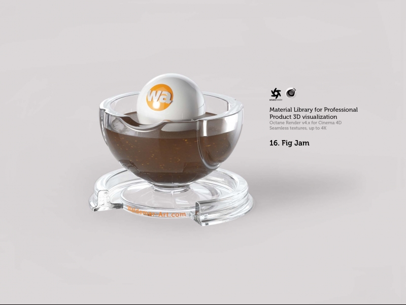 Octane 4+  for Cinema 4D (compatible with version 2024) Materials Pack 2 - Liquids and Food [27 items] (Jam, Butter, Milk, Yoghurt, Pesto, Honey, Beer, Wine etc)