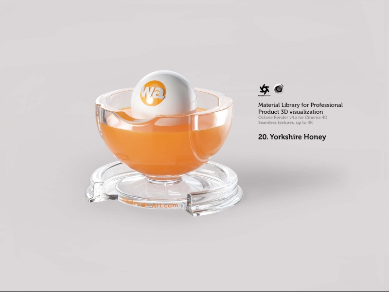 Octane 4+  for Cinema 4D (compatible with version 2024) Materials Pack 2 - Liquids and Food [27 items] (Jam, Butter, Milk, Yoghurt, Pesto, Honey, Beer, Wine etc)