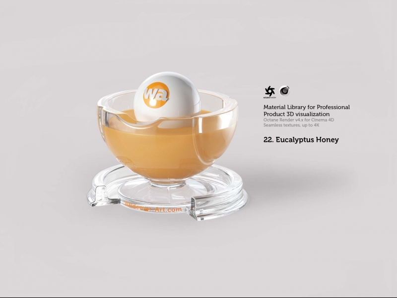 Octane 4+  for Cinema 4D (compatible with version 2024) Materials Pack 2 - Liquids and Food [27 items] (Jam, Butter, Milk, Yoghurt, Pesto, Honey, Beer, Wine etc)