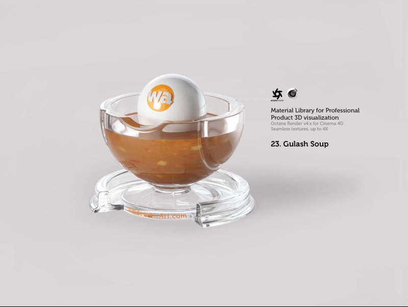 Octane 4+  for Cinema 4D (compatible with version 2024) Materials Pack 2 - Liquids and Food [27 items] (Jam, Butter, Milk, Yoghurt, Pesto, Honey, Beer, Wine etc)