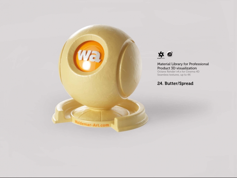 Octane 4+  for Cinema 4D (compatible with version 2024) Materials Pack 2 - Liquids and Food [27 items] (Jam, Butter, Milk, Yoghurt, Pesto, Honey, Beer, Wine etc)