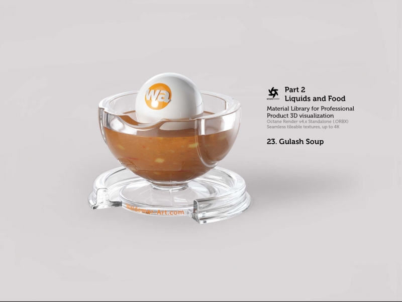 Octane 4+ Standalone Materials Pack 2 - Liquids and Food [27 items] (Jam, Butter, Milk, Yoghurt, Pesto, Honey, Beer, Wine etc)