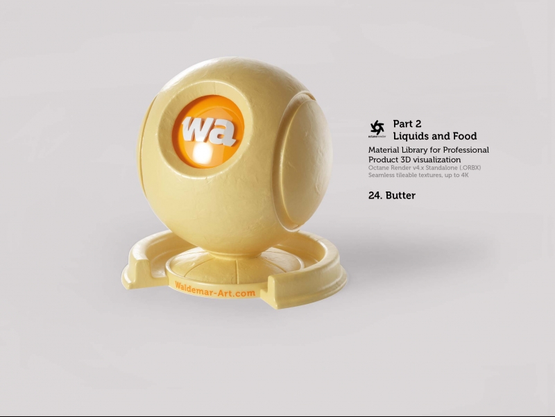 Octane 4+ Standalone Materials Pack 2 - Liquids and Food [27 items] (Jam, Butter, Milk, Yoghurt, Pesto, Honey, Beer, Wine etc)