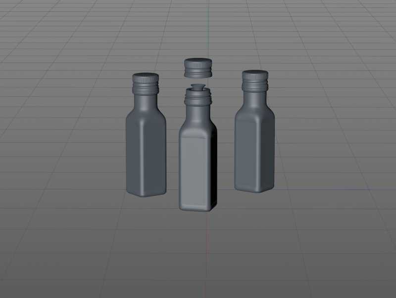 Square glass bottle 100ml for Olive oil 3D model pack