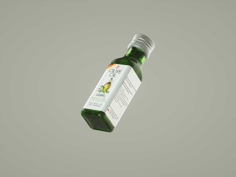 Square glass bottle 100ml for Olive oil 3D model pack