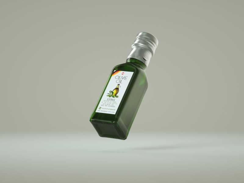 Olive oil square glass bottle 150ml Premium 3D model pack