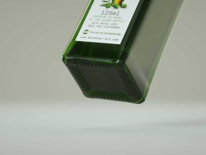 Olive oil square glass bottle 150ml Premium 3D model pack