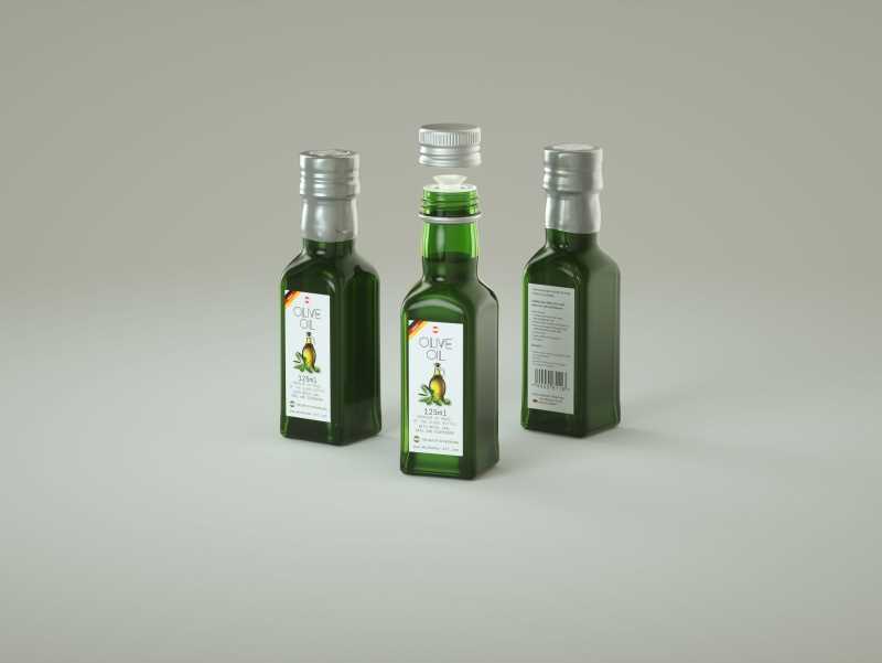 Olive oil square glass bottle 150ml Premium 3D model pack