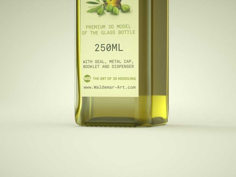 Olive oil square glass bottle 250ml Premium 3D model pack