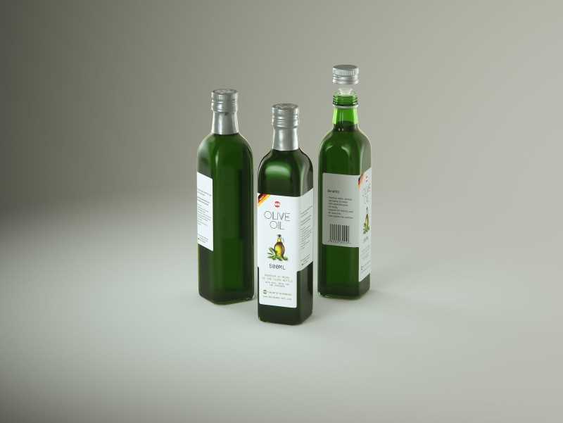 Premium packaging 3D model of the Olive Oil Square Glass Bottle 500ml