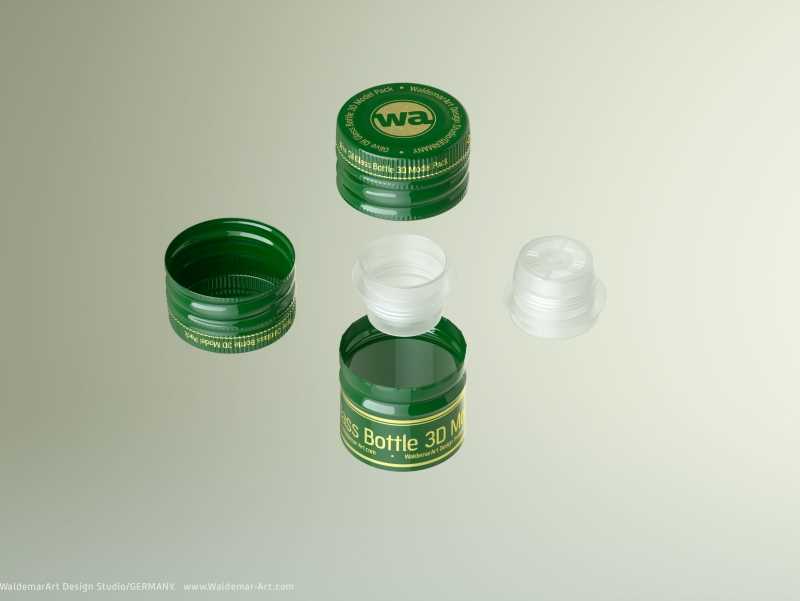 Packaging 3d model of Olive Oil Round Glass Bottle 250ml