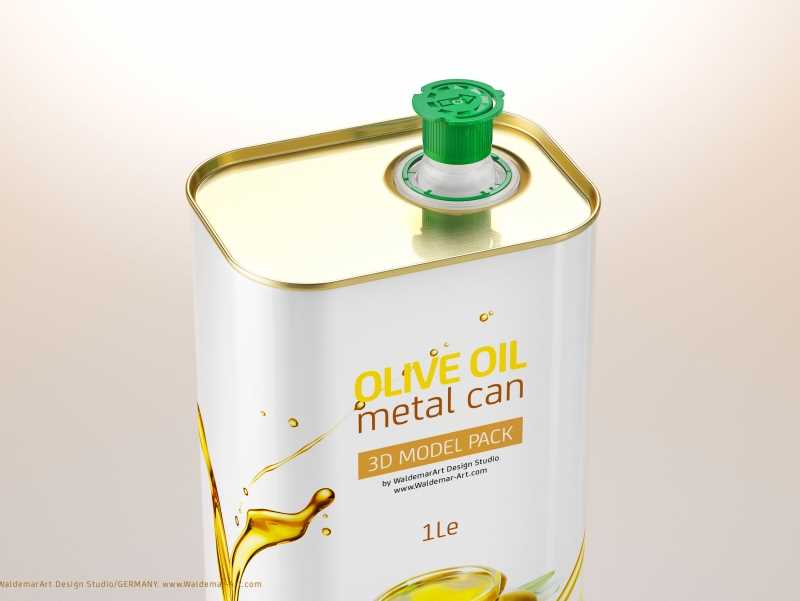 Olive oil Metal Can 1000ml Packaging 3D model