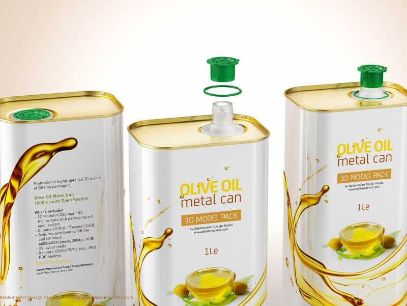 Olive oil Metal Can 1000ml Packaging 3D model
