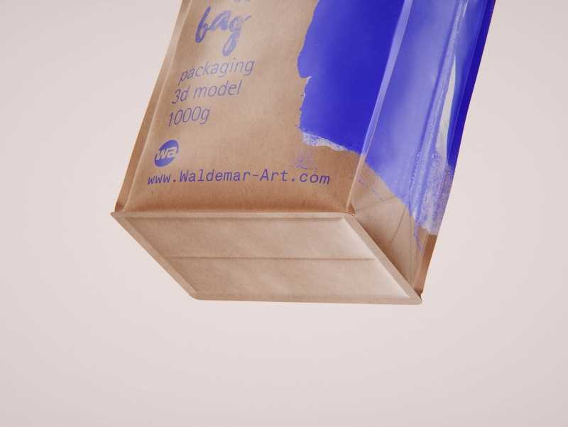 Paper Coffee Bag 1000g with stitches packaging 3D model