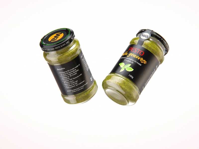 Pesto alla genovese 190g glass jar packaging 3d model