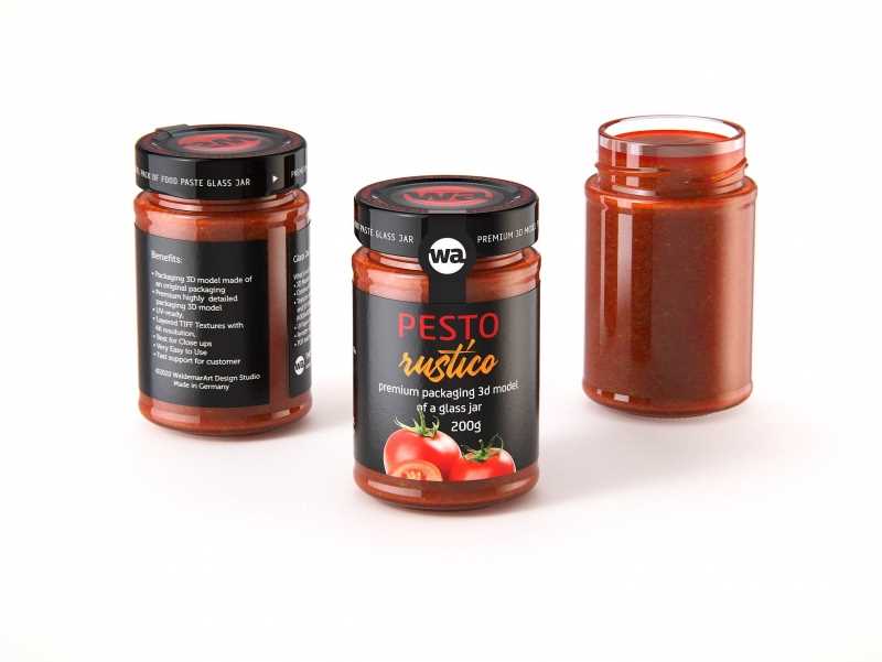 Pesto Rustico Glass Jar 200g packaging 3d model