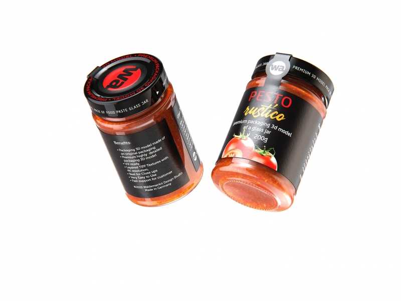Pesto Rustico Glass Jar 200g packaging 3d model