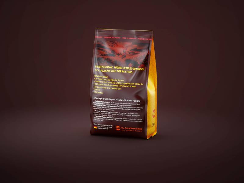 650g plastic bag of pet food premium packaging 3d model