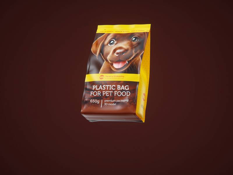 650g plastic bag of pet food premium packaging 3d model