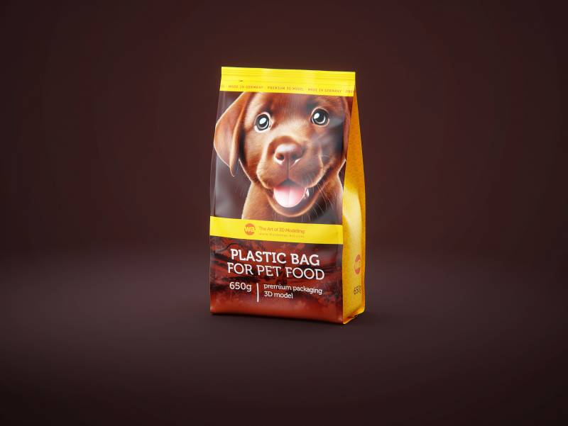 Cardboard multi-pack packaging for 5x650g plastic bags of pet food premium 3d model