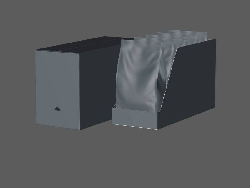 Cardboard multi-pack packaging for 5x650g plastic bags of pet food premium 3d model