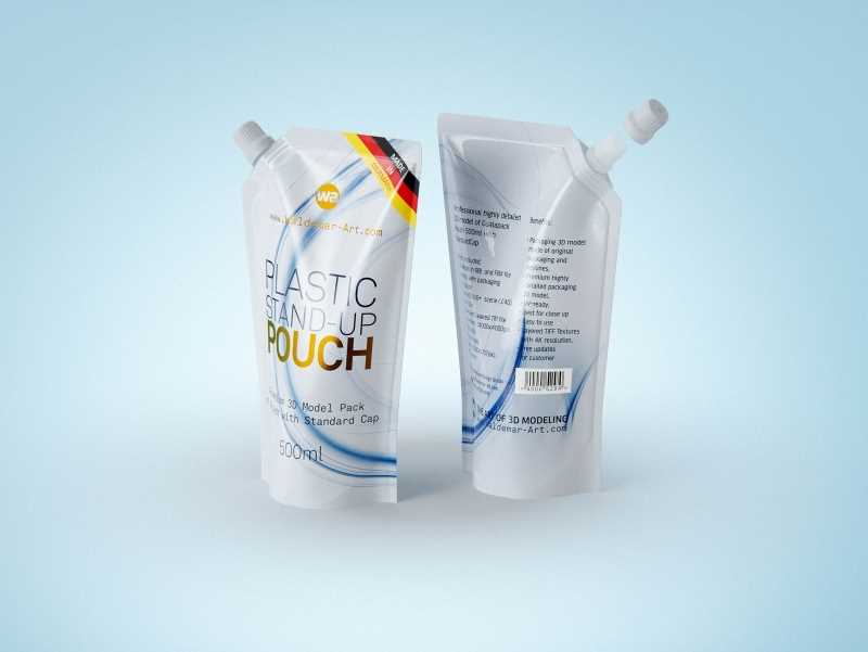 Plastic Stand-Up Pouch 500ml for hand wash packaging 3D model