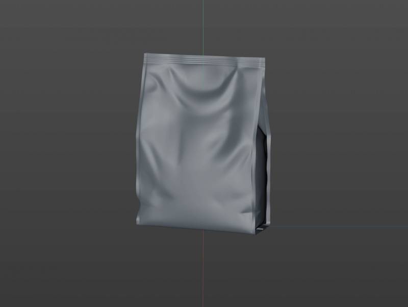 Premium 3D model of a 1kg/900g plastic bag of pet food packaging