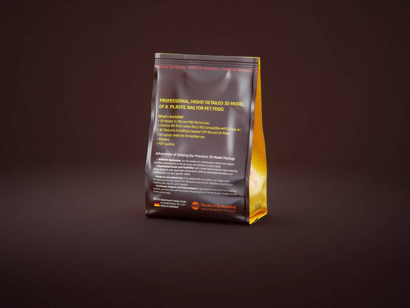 300g plastic bag of pet food premium packaging 3d model