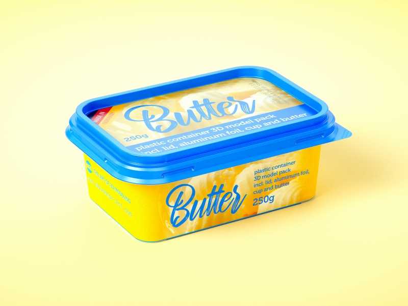 Butter Plastic Container Packagin 3D model pack 250g