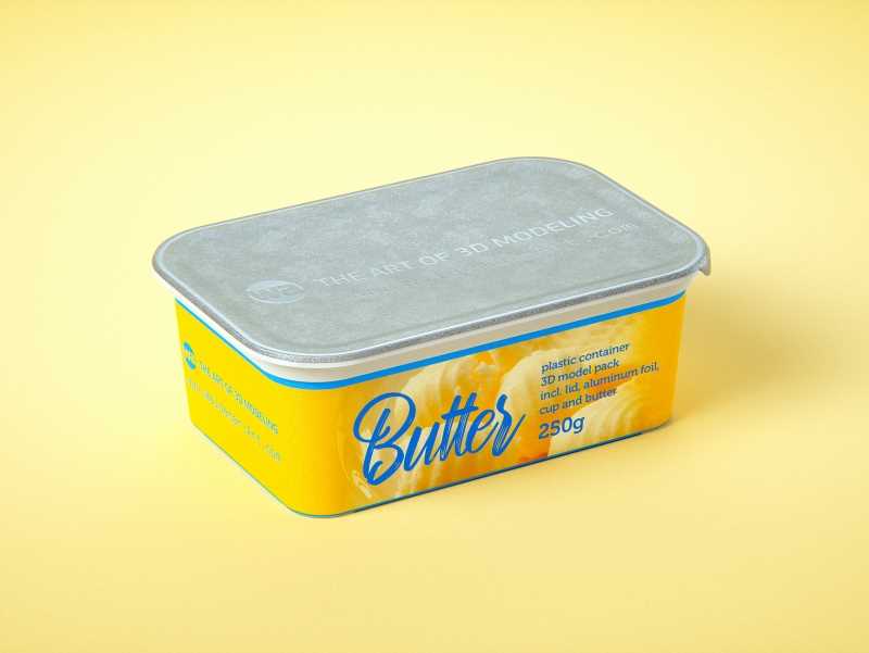 Butter Plastic Container Packagin 3D model pack 250g