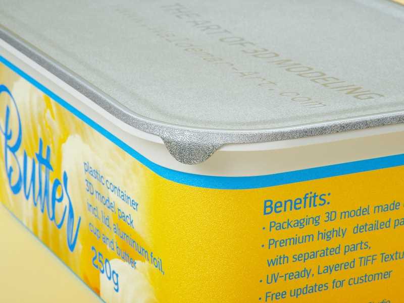 Butter Plastic Container Packagin 3D model pack 250g