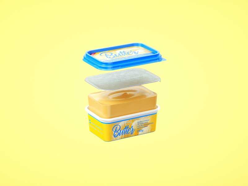 Butter Plastic Container Packagin 3D model pack 250g