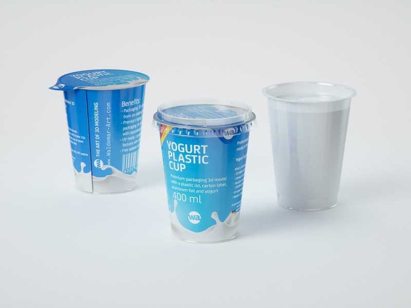 Yoghurt Plastic Cup 400ml Premium packaging 3D model