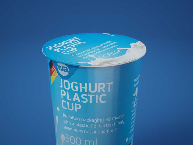 Yoghurt Plastic Cup 500ml Premium packaging 3D model
