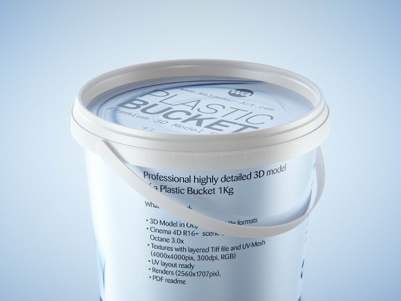 Plastic Bucket 1000g/1Kg premium packaging 3D model