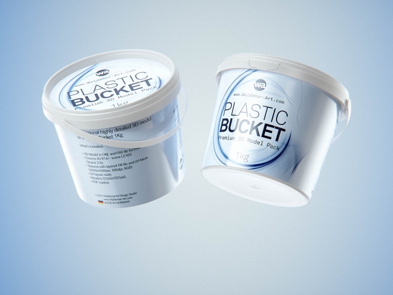 Plastic Bucket 1000g/1Kg premium packaging 3D model