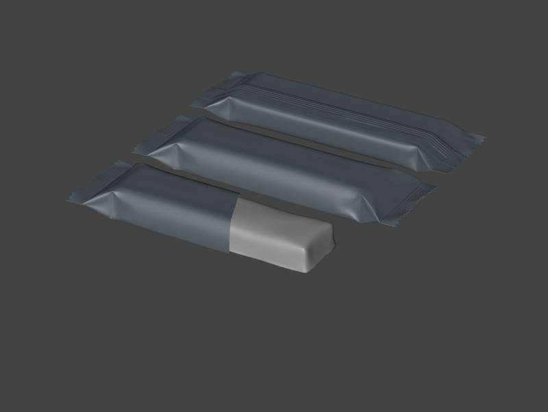 Protein / Snack bar (55g) with partially opened packaging premium 3D model