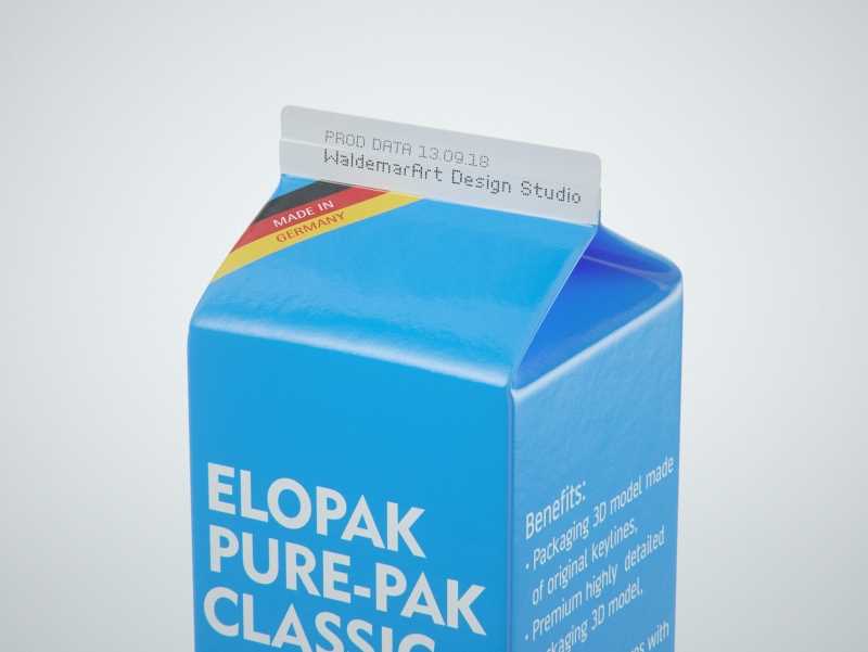 Elopak Pure-Pak Classic 1000ml (no opening) Premium carton packaging 3D model pack