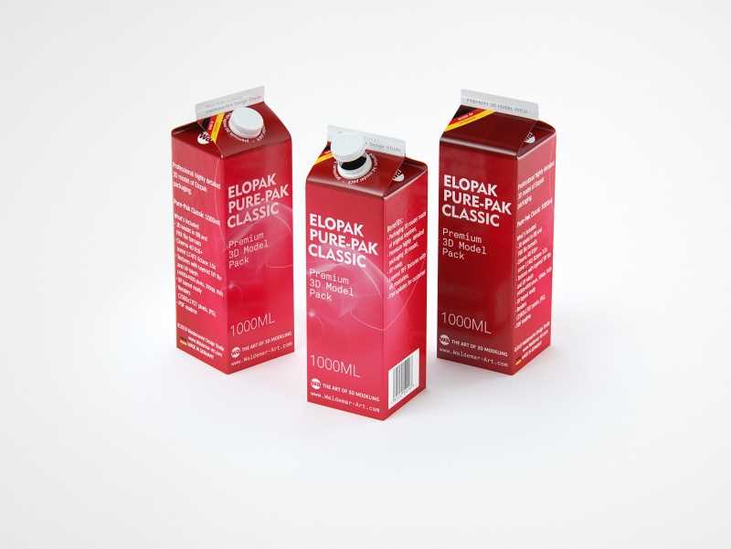 Elopak Pure-Pak Classic 1000ml packaging 3d model