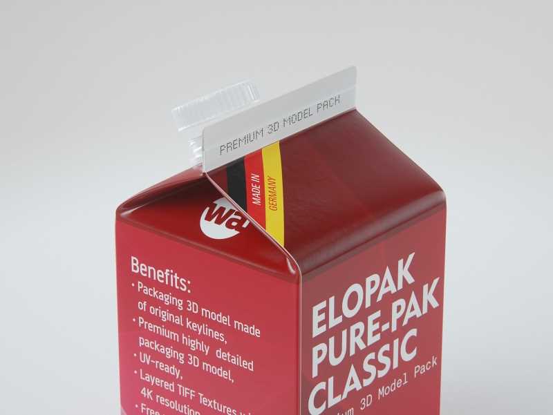 Elopak 3d model - Pure-Pak Classic 500ml packaging 3d model