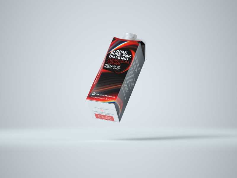 Elopak Pure-Pak Diamond Curve Slim 500ml Premium packaging 3D model